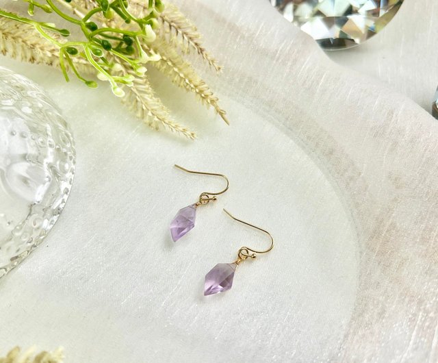 台湾 アメジストピアス アメジストスピンドル 天然石アクセサリー