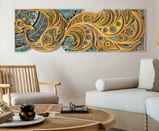 送料無料】鳳凰が宿る桐の木｜立体玄関・リビング装飾画、軽やかな贅沢