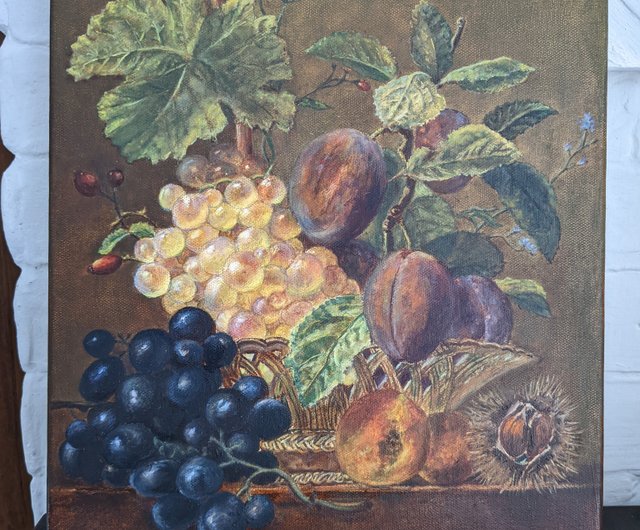 油絵 絵 絵画 インテリア 額付(白) uF6-061203 静物 果物 ぶどう 絵画