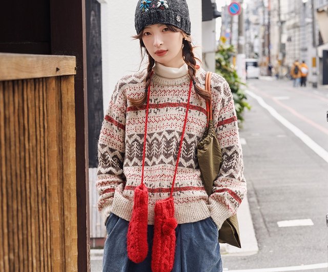 クルーネックフェアアイルジャガードセーター｜ニット｜冬物｜Sora