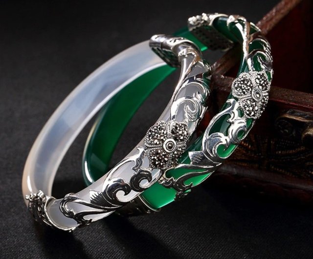 送料無料 25%OFF】タイ 925 シルバー 4 つ葉のクローバー バングル