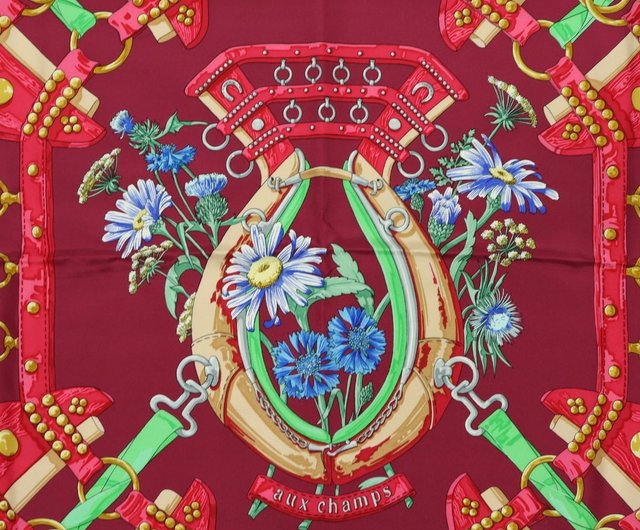 エルメス カレ 90 フィールドへ ボルドー スカーフ - 01239 Fingertips