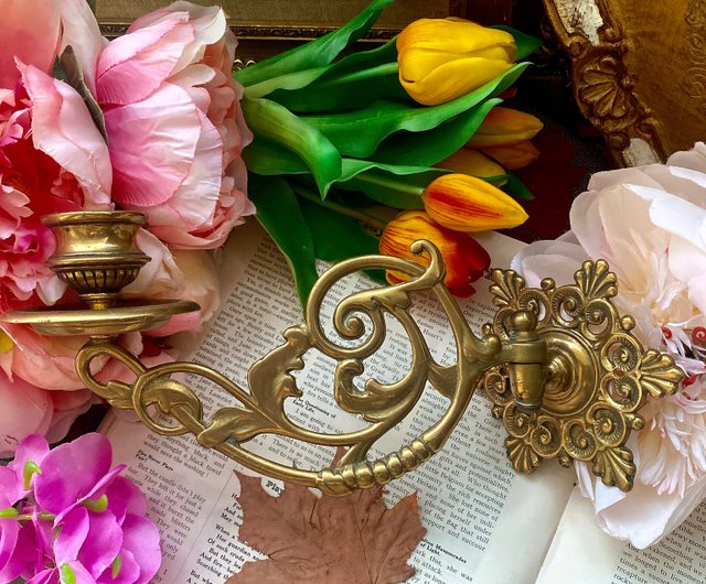 台湾 1940 英国青銅イエロー壁掛け燭台、アンティーク青銅燭台、燭台