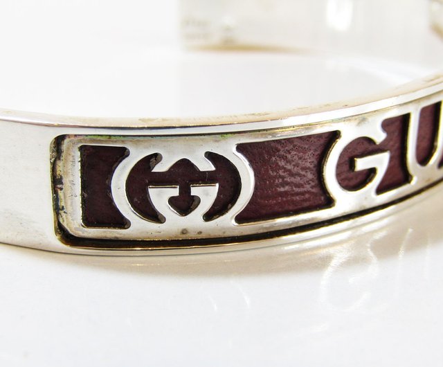 OLD GUCCI オールドグッチ ヴィンテージ シルバー925 ワインレッド