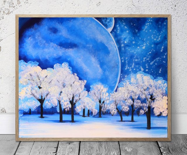 送料無料】ウクライナ 冬の夜の雪の油絵 SurArt - Pinkoi