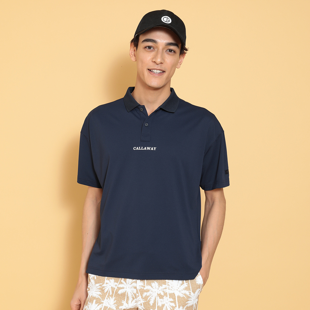 ポリエステルピケオーバーサイズ半袖ポロシャツ (MENS)