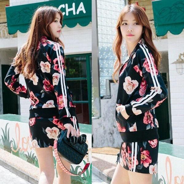 ゴルフウェア レディース セットアップ スカート 花柄 ジャケット