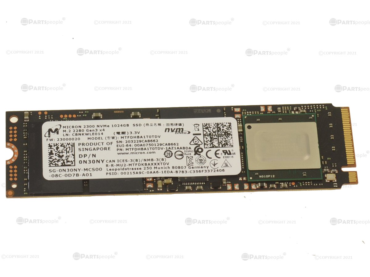 Micron 2300 1TB NVMe PCIE SSD M.2 2280 Hard Drive N30NY