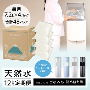 ウォーターサーバー 詰め替え用 天然水 定期便 7.2L 12回 ストック
