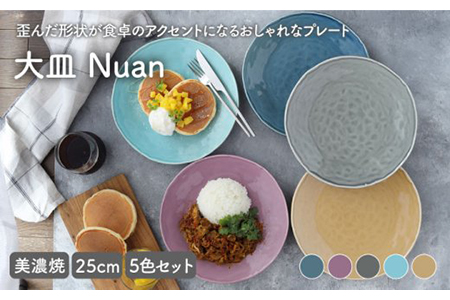 美濃焼】大皿 25cm Nuan 5色セット 【EAST table】食器 うつわ