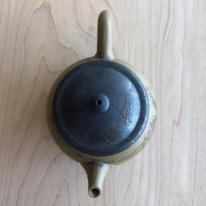 三代片山白山作 緑泥藻がけ茶銚（木） 陶器 常滑焼 やきもの お茶 茶器