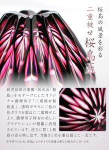 s175 鹿児島県指定伝統的工芸品 薩摩切子「二重被せ桜島盃」(黒/金赤