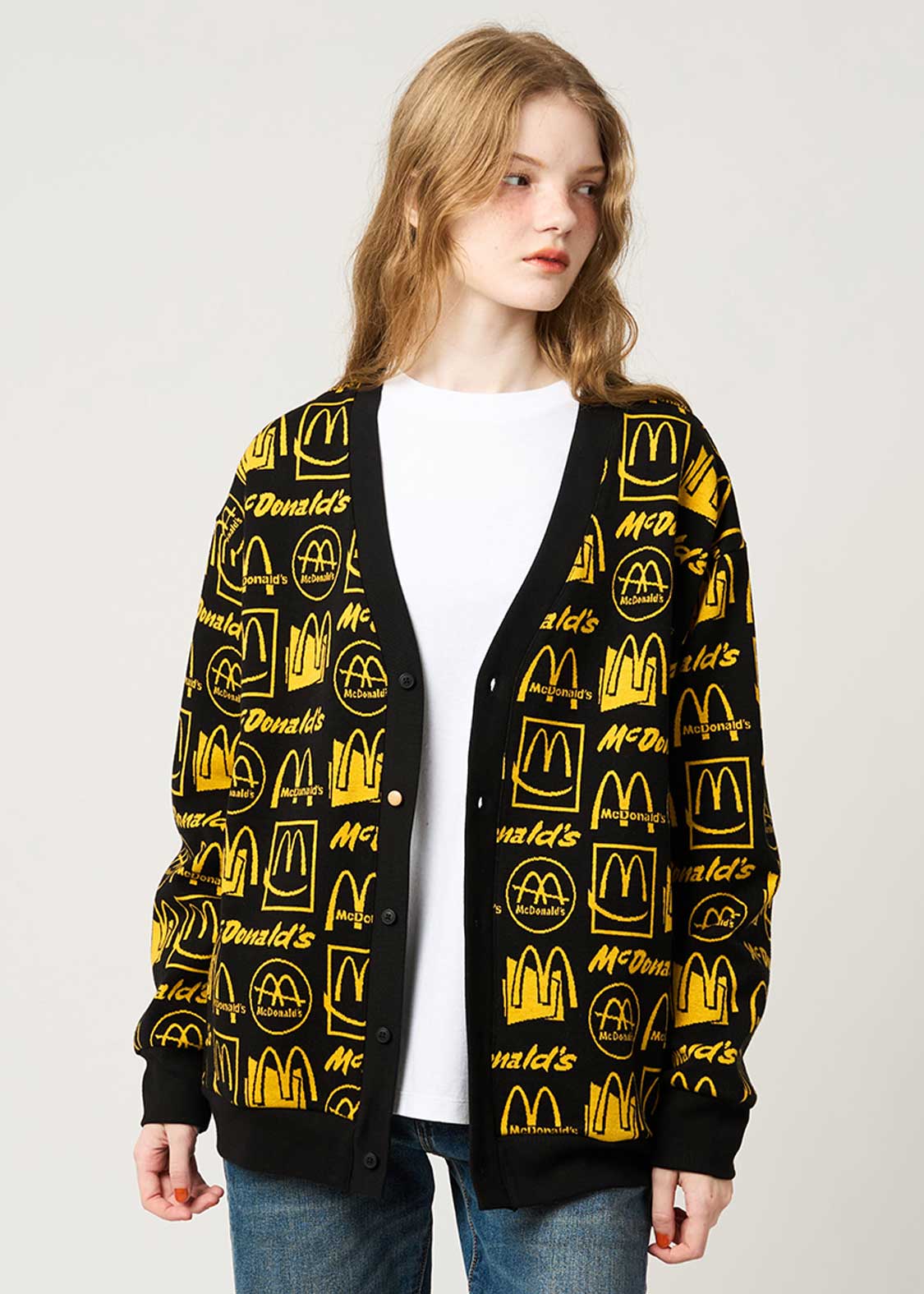 マクドナルドの思い出｜ジャカードVネックカーディガン｜ユニセックス