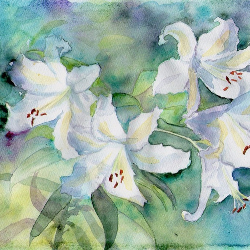 百合の花（原画）～水彩 絵画 KASEN 通販 3930952｜Creema(クリーマ