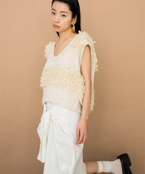 leinwande（ラインヴァンド）の「Tweed Fringe Top（その他トップス