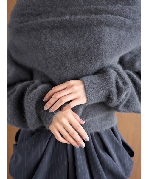 セール】【HIGH QUALITY】フォックスカシミヤオフショルプルオーバー