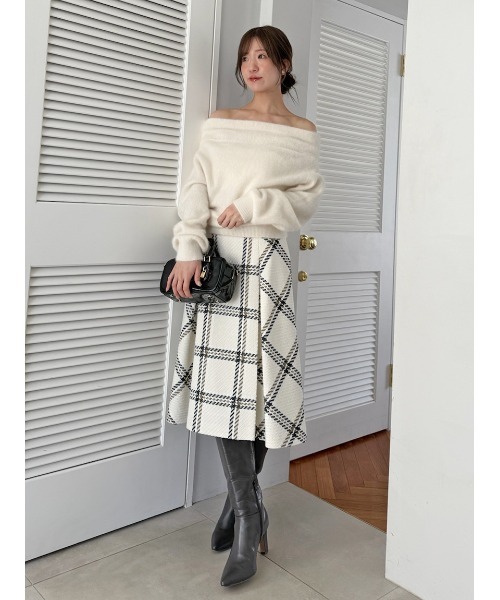 セール】【HIGH QUALITY】フォックスカシミヤオフショルプルオーバー