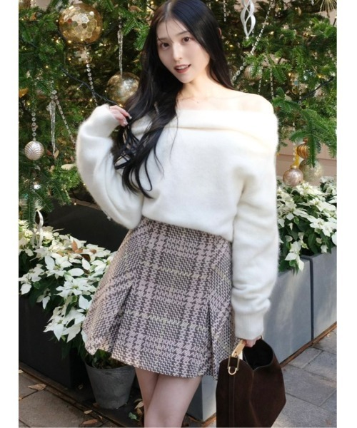 セール】【HIGH QUALITY】フォックスカシミヤオフショルプルオーバー