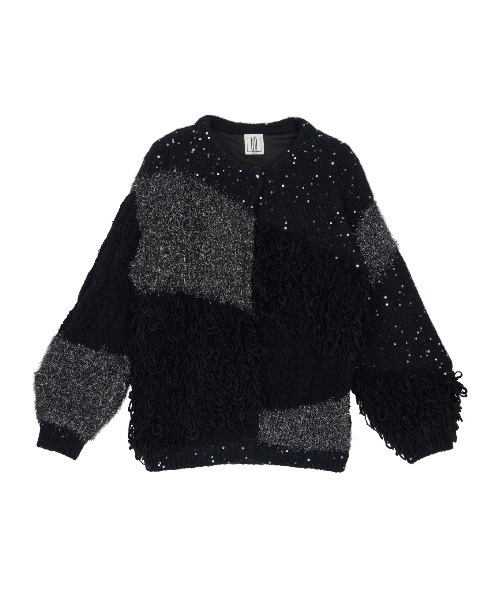 Ameri（アメリ）の「UND MIX YARN PATCHWORK KNIT CARDIGAN