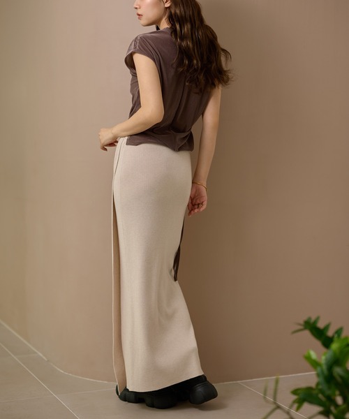wrap lib knit long skirt /ラップリブニットロングスカート（スカート