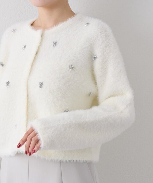 セール】【今すぐお届け！】フェザーヤーンビジュー刺繍ジャケット