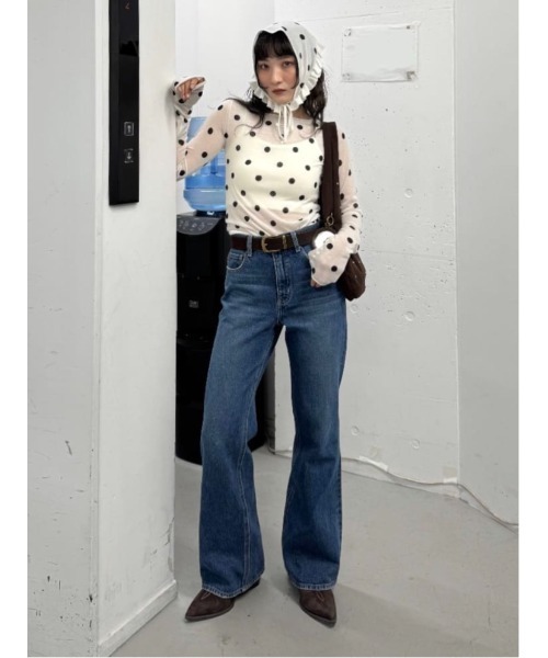 MICHIXSLY DOTS KNIT TOPS ミチスライドットニットトップス 冬服 春服