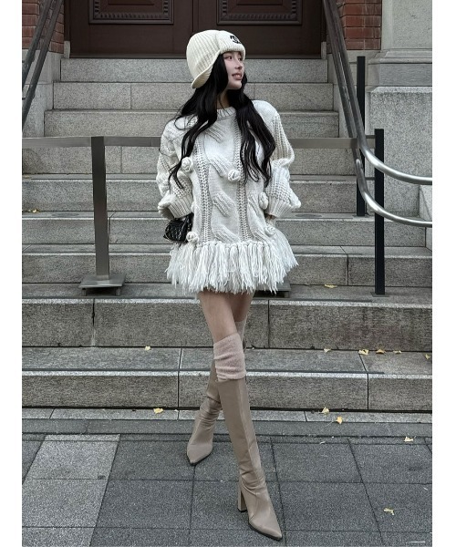 ローズモチーフニットチュニック（ニット/セーター）｜Darich