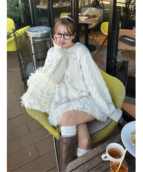 ローズモチーフニットチュニック（ニット/セーター）｜Darich