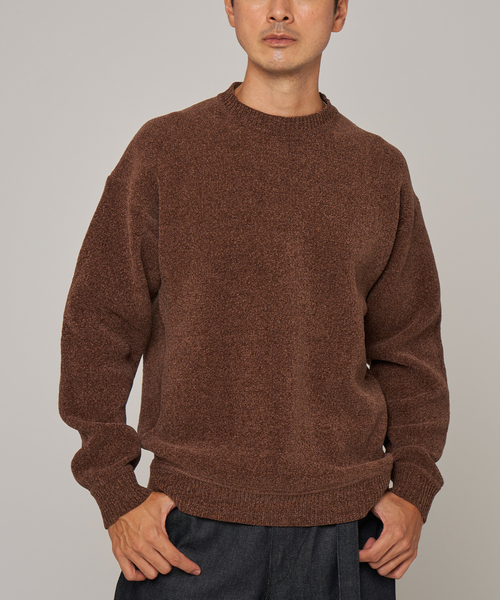 追加》シェニール ヤーン クルーネック ニット（ニット/セーター