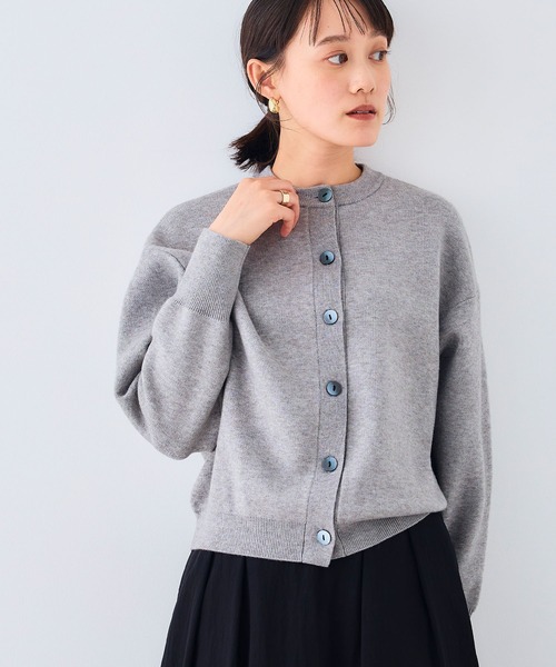 洗える・タンブル乾燥可》クルーネックニットカーディガン【CROSS