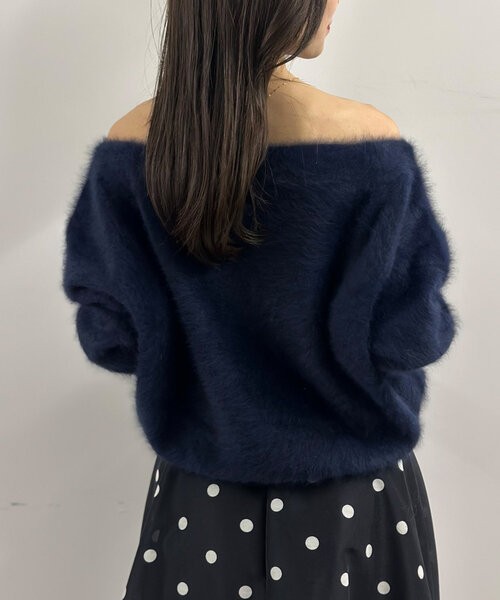 セール】ヘアリーウールカシミヤ混オフショルニット（ニット/セーター