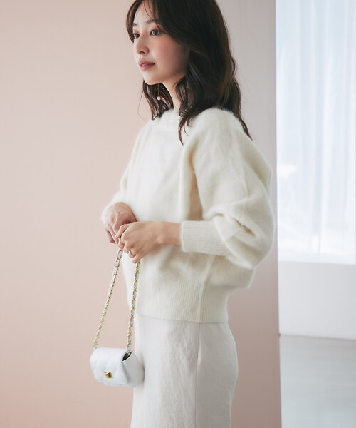 セール】ヘアリーウールカシミヤ混オフショルニット（ニット/セーター