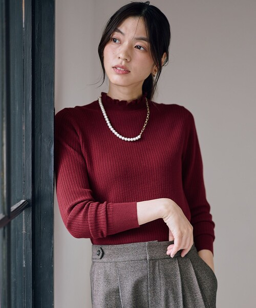 セール】【6色展開】フリルネックニット（ニット/セーター）｜ANY