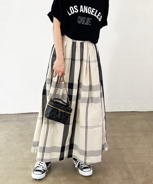 着映えを叶える】大柄チェックロングスカート（スカート）｜Shelly