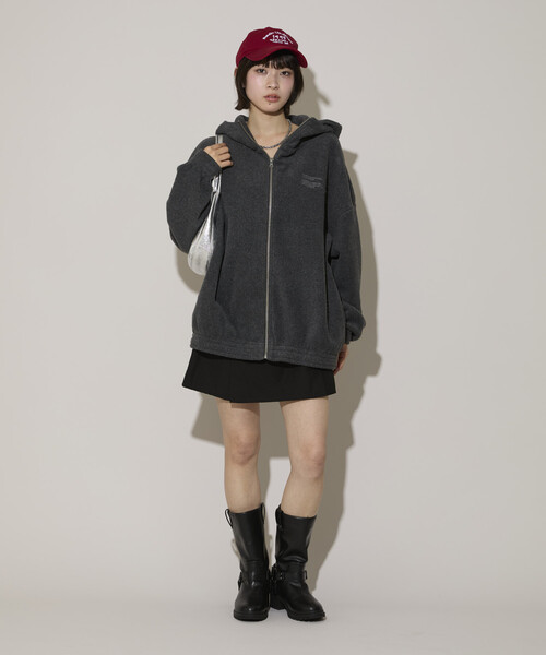 セール】PUBLUX/パブリュクス レタリング 刺繍 フリース ジップ ビッグ