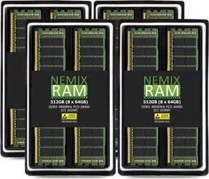 NEMIX RAM 512GB (8X64GB) DDR5 4800MHZ PC5-38400 2Rx4 1.1V 288-PIN