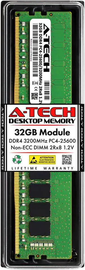 A-Tech 32GB DDR4 3200MHz DIMM PC4-25600 UDIMM Non-ECC Unbuffered