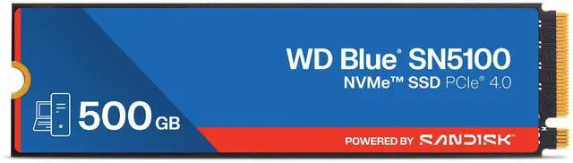 WD Blue SN5100 500GB NVMe SSD, PCIe Gen 4.0, up to 6,600 MB/s read