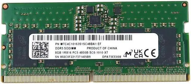 Micron 8GB DDR5 4800MHZ 262-PIN 1.1V CL40 Sodimm Memory