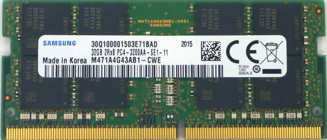 Samsung 32GB DDR4 3200MHz PC4-25600 1.2V 2Rx8 260-Pin SODIMM