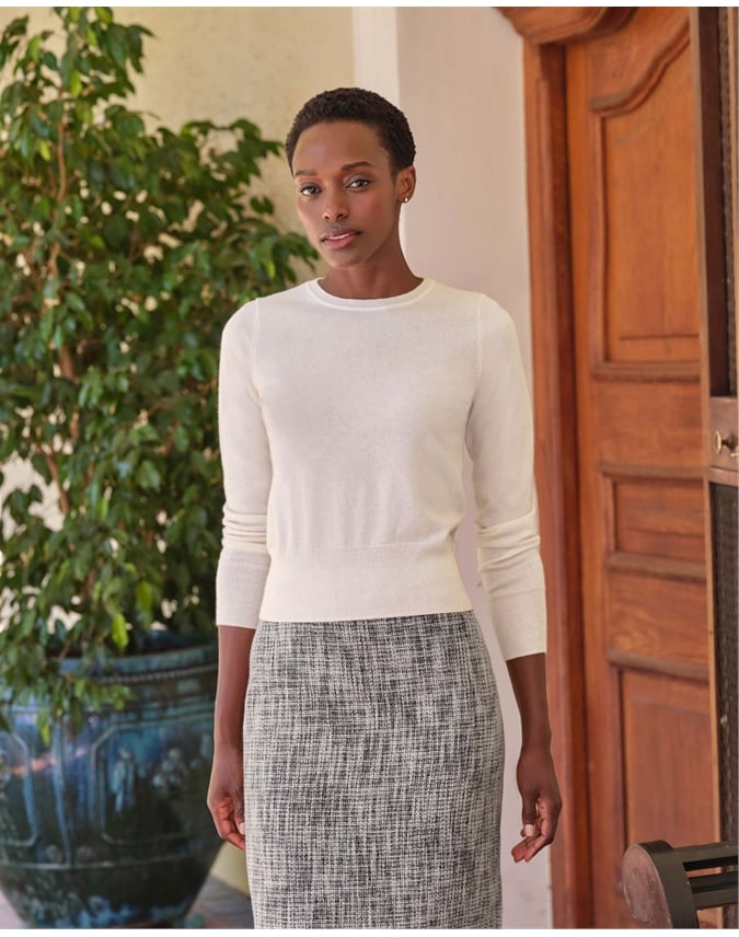 Soft White | Cashmere Cropped Sweater | Pure Collection