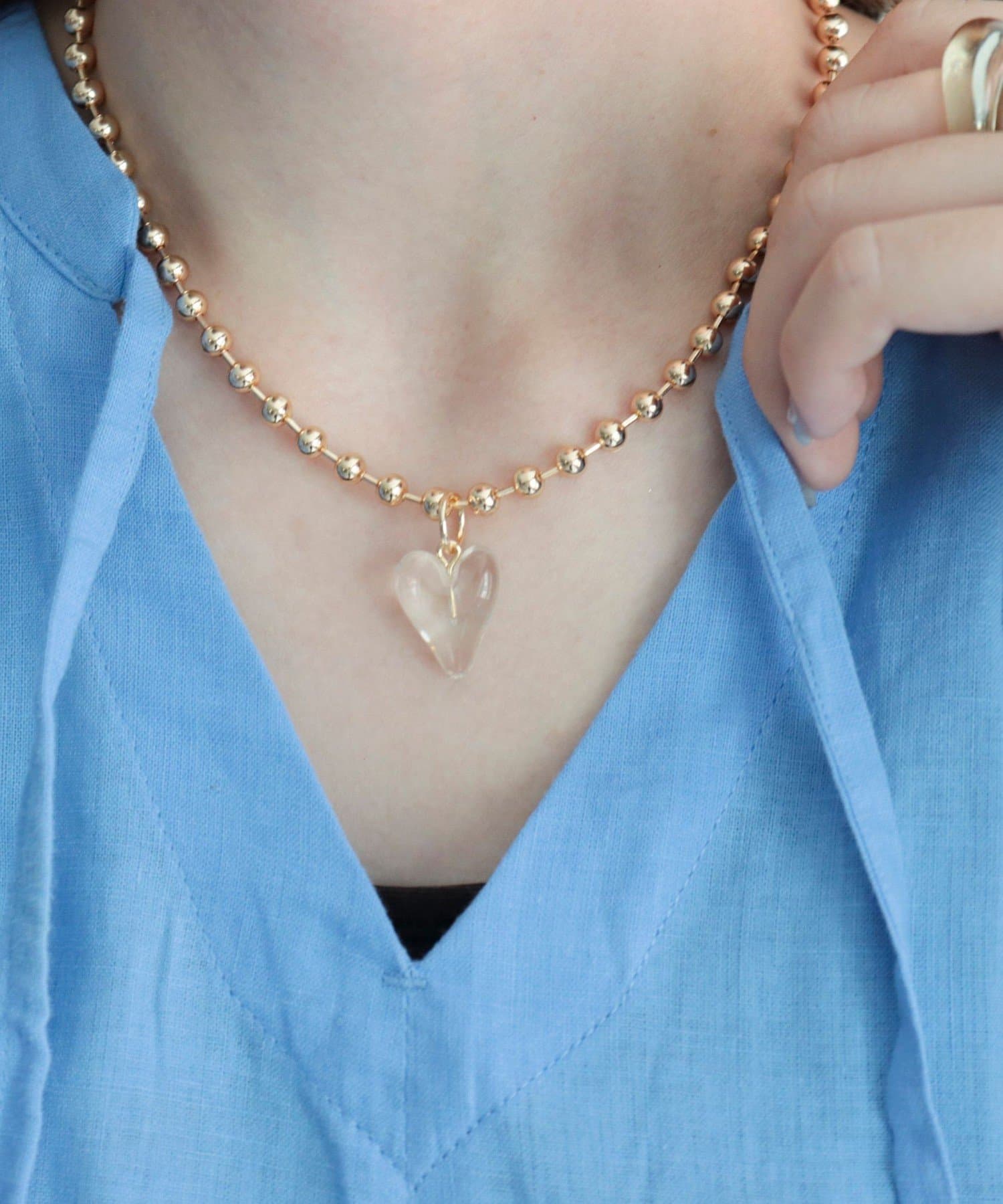 クリアハートボールチェーンネックレス | FREDY & GLOSTER(フレディ