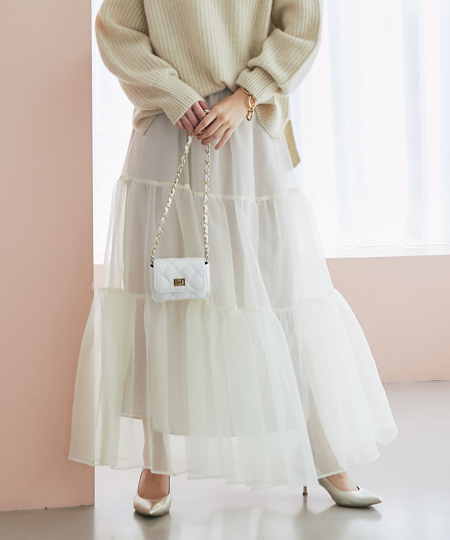 3サイズ展開・新色登場！】シアーオーガンジーティアードスカート | La