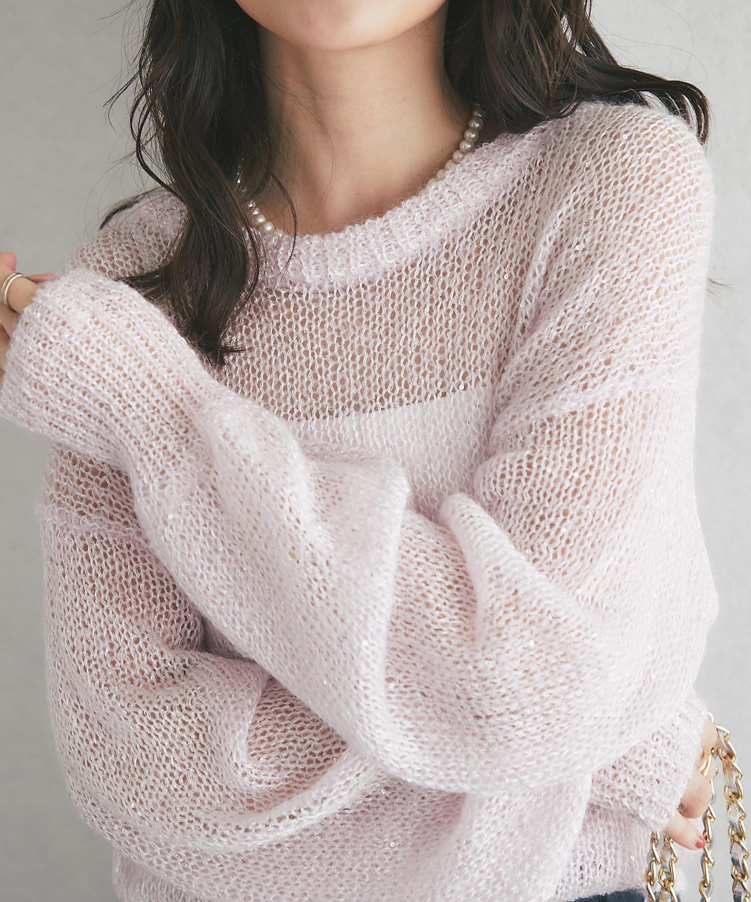 お上品きらきら】スパンコールモヘアニット | La boutique BonBon(ラブ