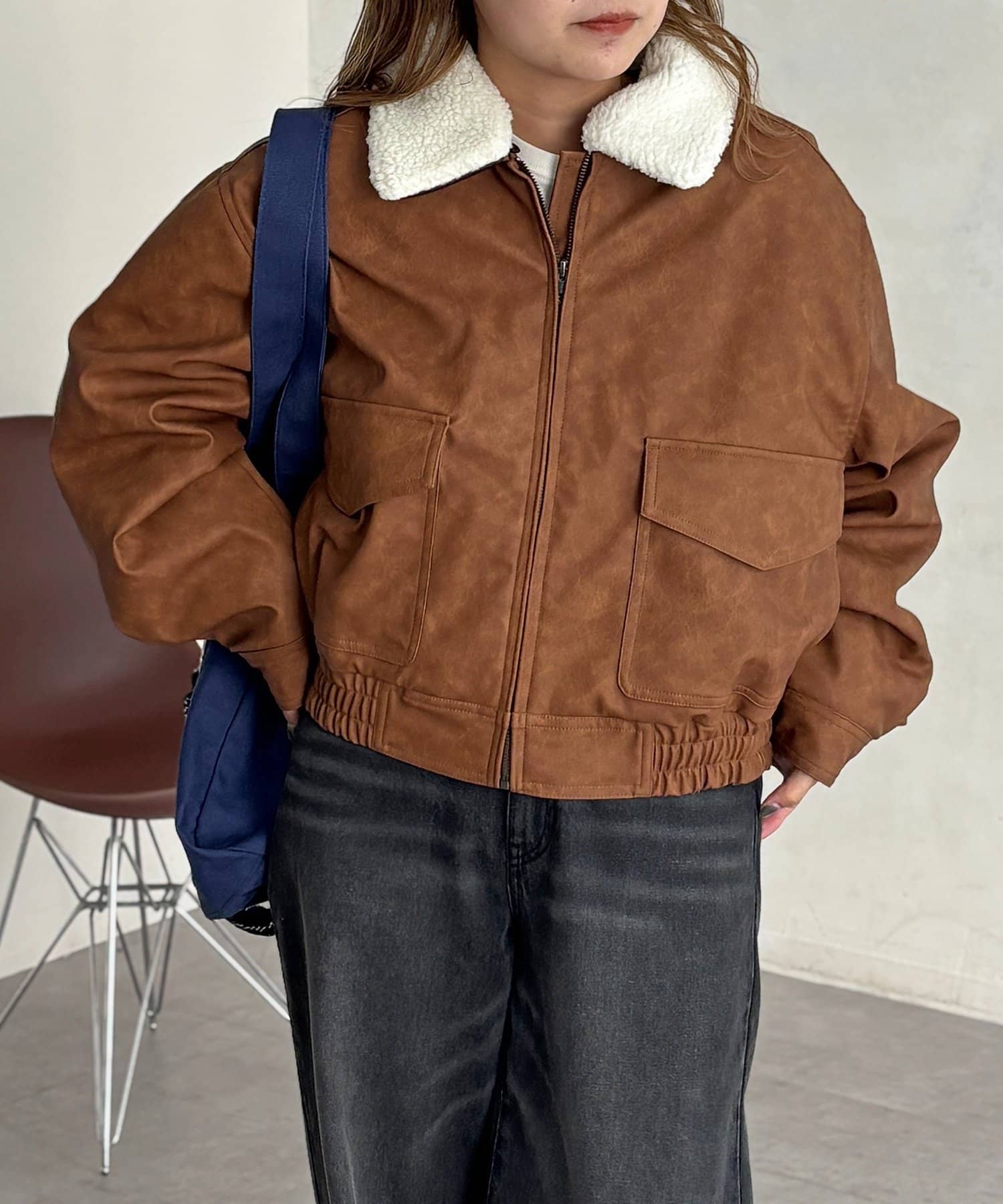 襟ボアレザーショートジャケット | CPCM(シーピーシーエム)レディース