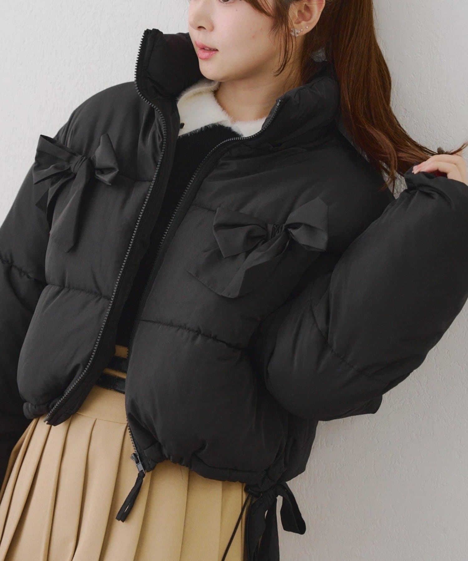 Xで話題！?♡冬無双できる【RMAF】取り外しできるリボン中綿ブルゾン
