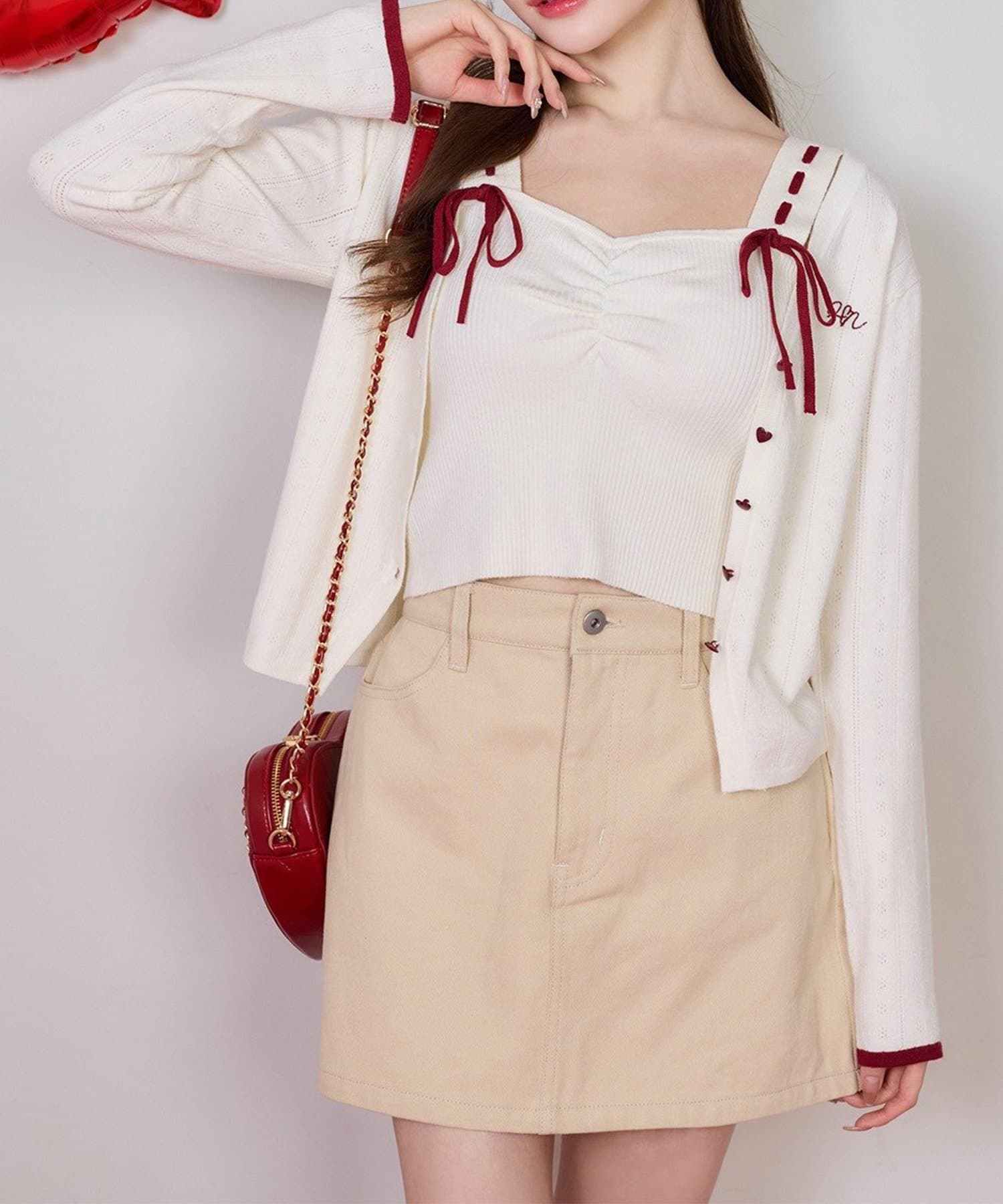 one after another】ハートボタンビスチェセットカーディガン | NICE