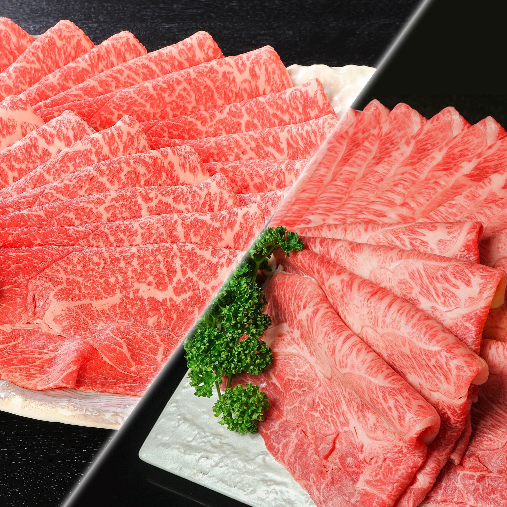 肉のげんさん】国産げんさん和牛すき焼き食べ比べセット（霜降、赤身