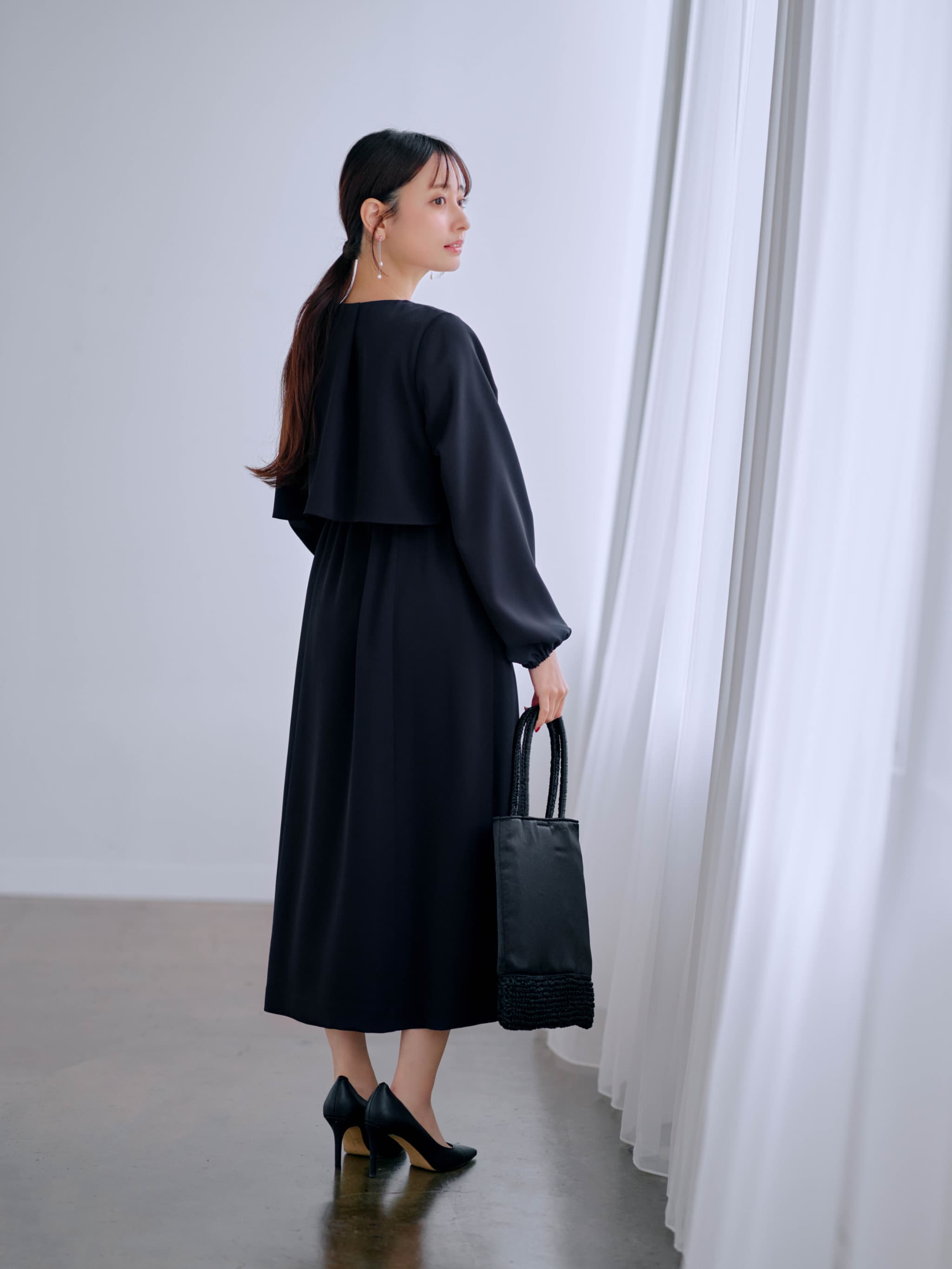 cahoさんコラボ】ソフトドビーアシメラッフルワンピース-short