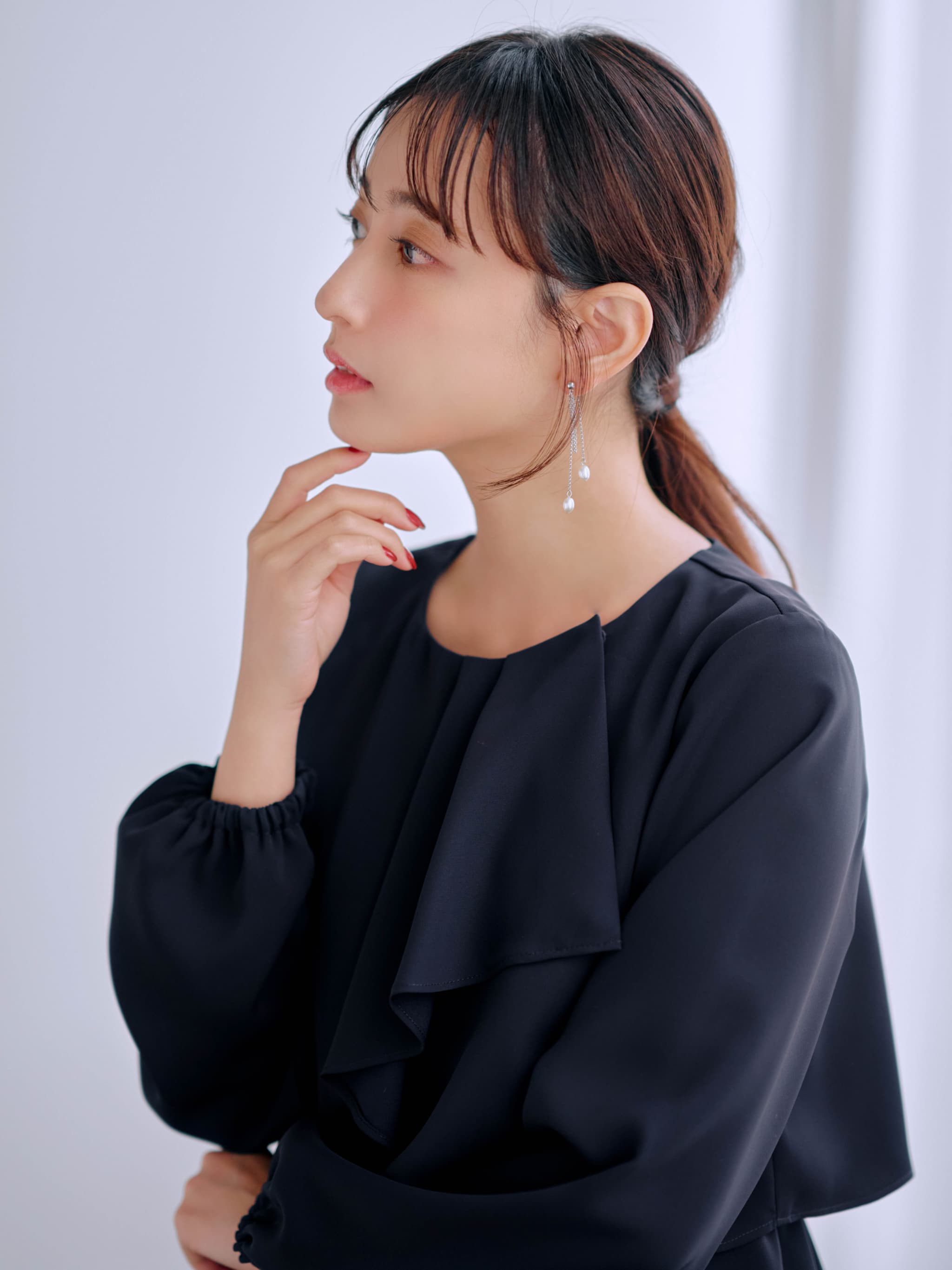 cahoさんコラボ】ソフトドビーアシメラッフルワンピース-short